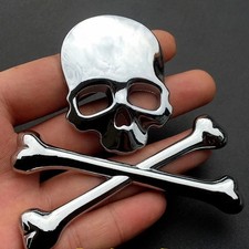 1x 3D Chrome Metal Skull Skeleton Car Trunk T...