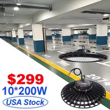 2-10PCS 200W UFO High Bay LED Shop Light Warehouse Industrial Factory Commercial
