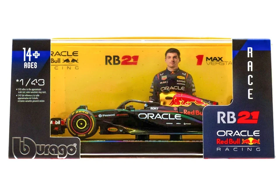 Modellino Max Verstappen Red Bull F1 2025 RB21 1/43 Burago + pilota + vetrina - Immagine 3 di 3