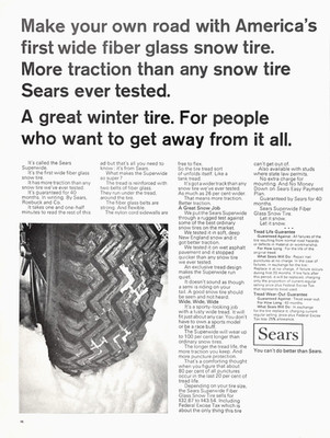 Sears & Roebuck Superwide Fiberglass Snow Tire Engineering Focus Mag Print Ad