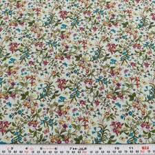 Kessler Design Concord Florals Butterflies On Aqua Cotton Remnant 15 X 45