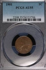 Indian Head Cent. 1901 PCGS AU55. Lot # 9064-476-706