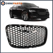All Glossy Black Front Bumper Grille Upper Grill For Chrysler 300 2015-2023