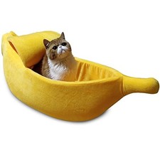    Cute Banana Cat Bed House Extra Large Size, Christmas Soft Cat Cuddle Bed...