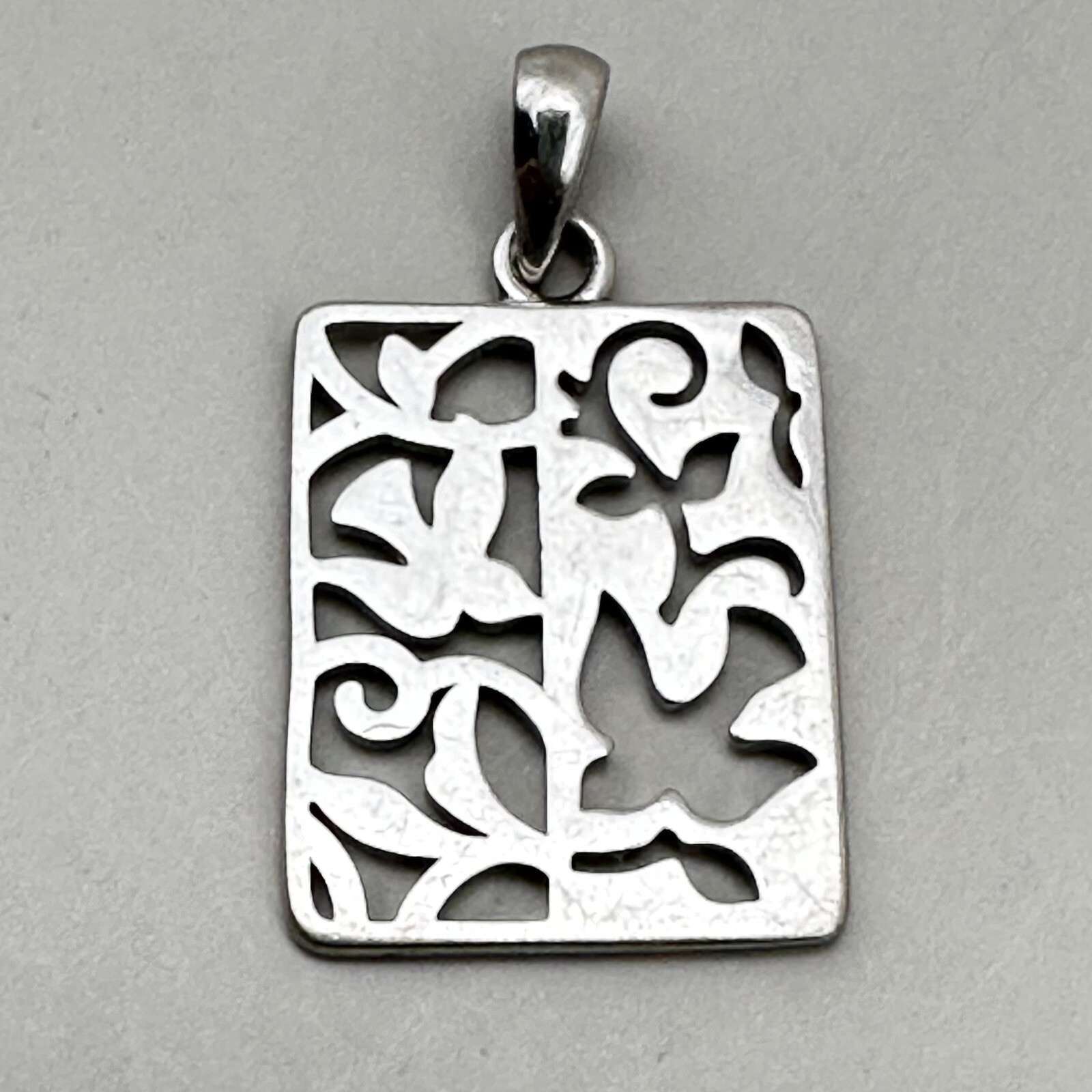 Flying Birds Rectangular Pendant 925 Sterling Sil… - image 1