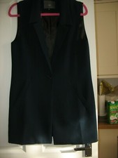Ladies, Long Navy Blue Waist Coat Size 10