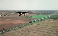 1928 Ford Trimotor Airplane Berkshire Train Railroad Aviation Vtg Postcard D58