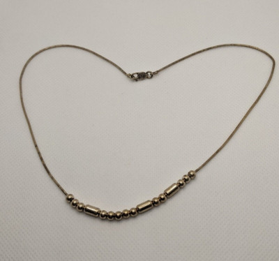 Vintage Sterling Silver 925 Italy Beaded Necklace Snake Chain 16''