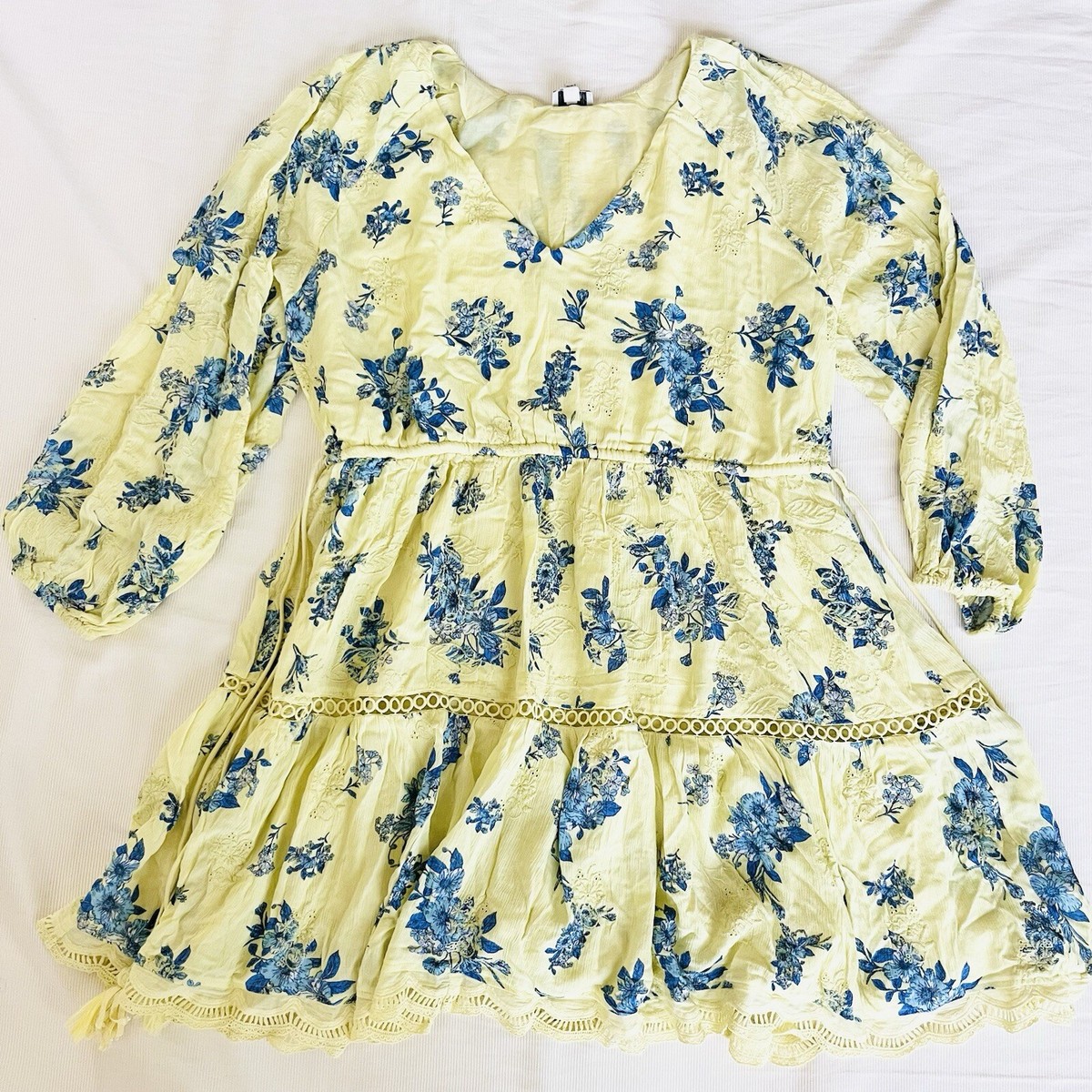 River Island Womens Dress Floral Vneck Raffle Longsleeve Short Fashion Plus  20