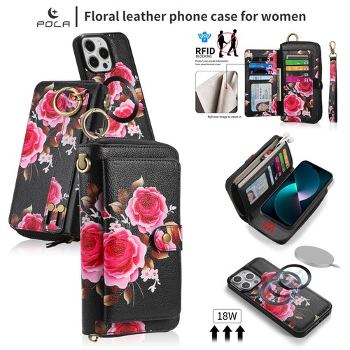 For iPhone 1314/15/16 Detachable Magnetic MagSafe Case Woman Girl Wallet Handbag - Picture 19 of 84