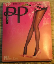 PRETTY POLLY Black Pin Spot Sheer Tights Collant Strumpfhose Pantys Pantyhose M