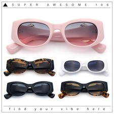 Womens Cheetah Emblem Classic Mod Fashion Thick Plastic Oval Sunglasses