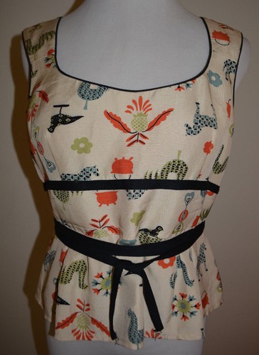 10 Anthropologie Whimsical Eastern European Animal Chicken Horse Blouse Top - Picture 5 of 9