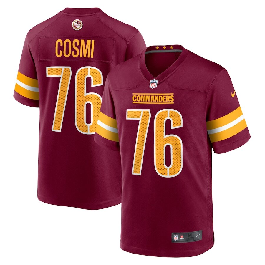 新品　NFL　ワシントン・コマンダース ユニフォーム　サイズM Washington Commanders Sam Cosmi #76 Nike Burgundy 2025 Official