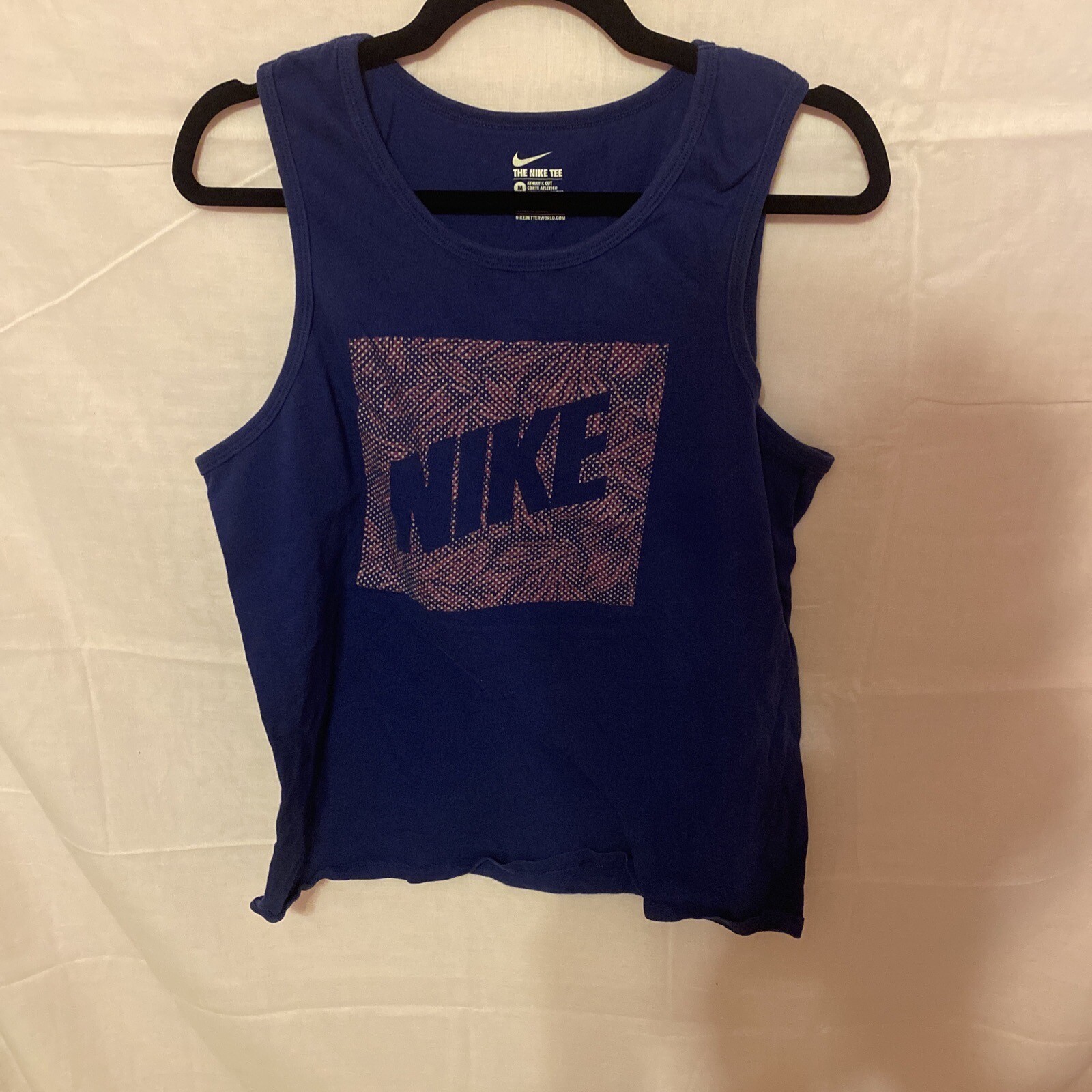 Nike Shirt Mens Medium Blue Tank Athletic Cut Activewear The Nike Tee Floral