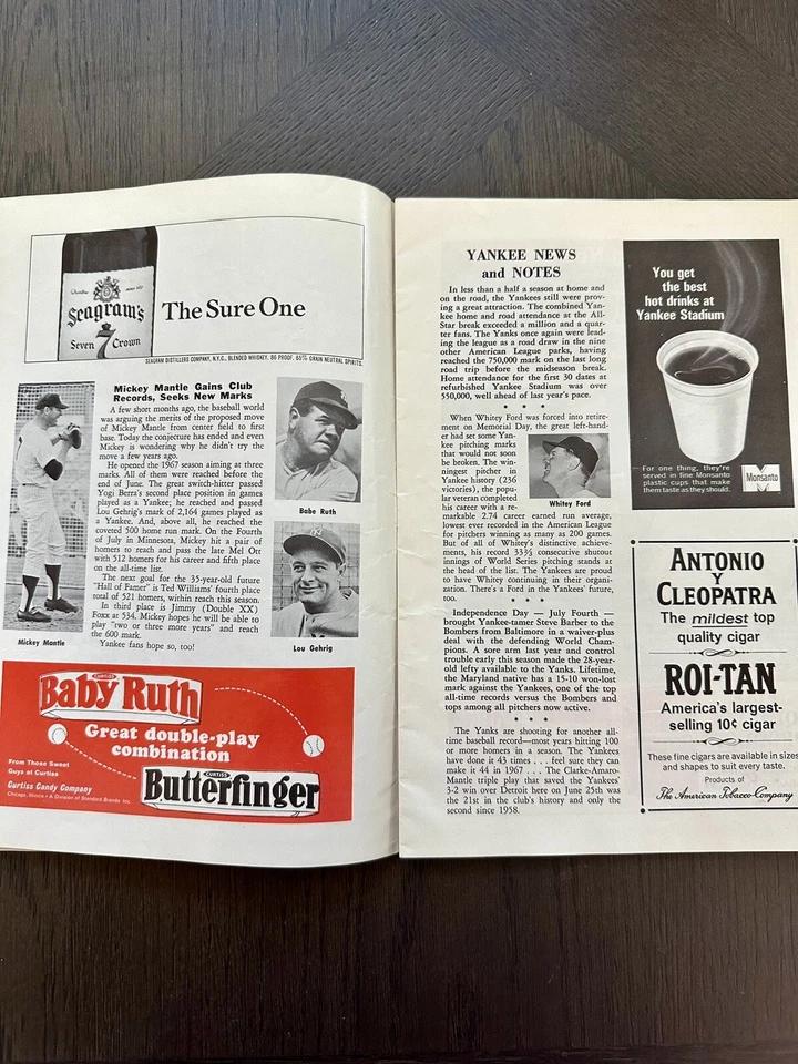 1967 New York Yankees Scorecard/Mickey Mantle - Image 3 of 4