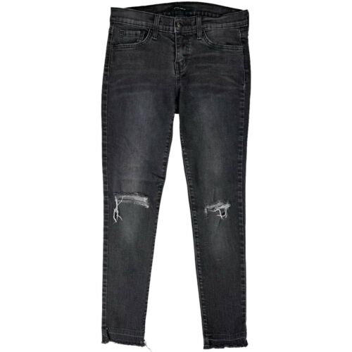 Flying Monkey Distressed Skinny Jeans Size 27 Black Cropped Ripped Raw Hem