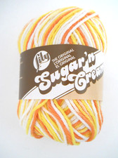Sugar 'N Cream Cotton Yarn Super Size Creamsicle Orange Yellow White 3 oz.