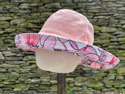 Reversible Wide Brim Floral Bucket Hat - Beach Hat - Sun Hat  display picture 2