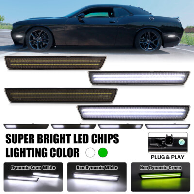 4x LED Front Rear Bumper Side Marker Signal Light For 2015-2023 Dodge Challenger