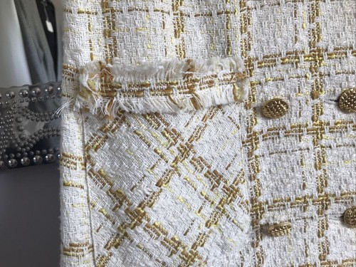 Zara Woman Tweed Blazer Dress XS 8 Button Check Ivory Party Blogger - 第 12/15 張圖片