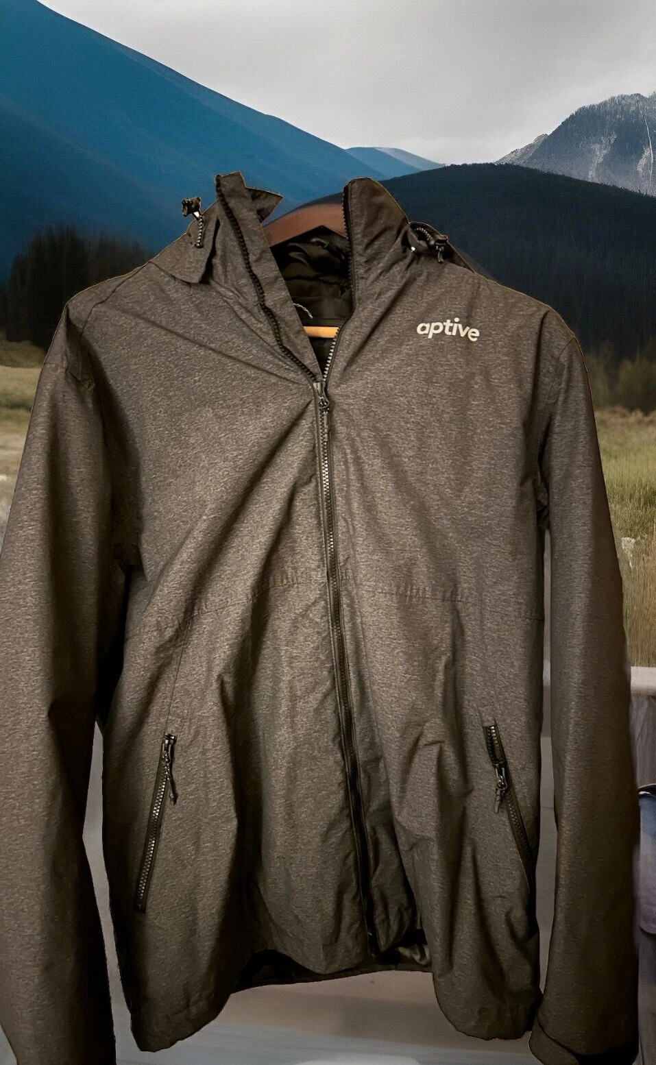 Men’s Elevate Jacket Gray 3-in-1 Full Zip Hooded Waterproof Sz XL Black Quilted