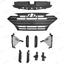 10pc For Elantra 2019-2020 Bumper Radiator Cover Chrome Grille Fog Lights Kit
