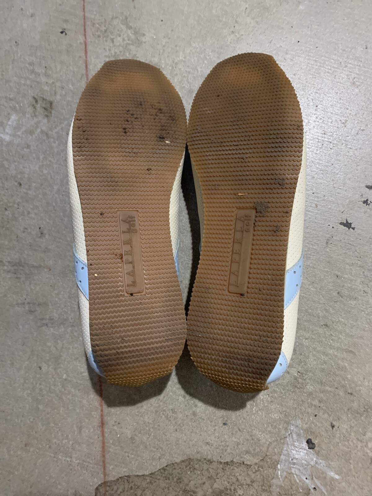 SAOLA scarpe da golf la perla donna pelle suola oxford taglia 40 crema blu logo