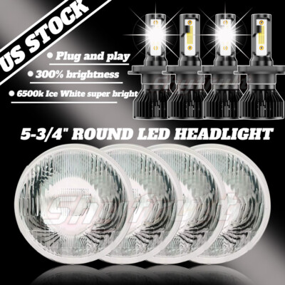 4pcs Round 5.75'' LED Headlights Hi/Lo Projector For Dodge Challenger 1970-1974