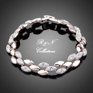 Authentic 18K Gold Plated Twin Plaited Bracelet Made with Swarovski Crystal B546-30