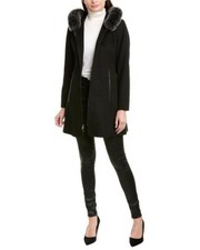 Forecaster Hooded Wool-blend Black Coat Size 10 New With Tags