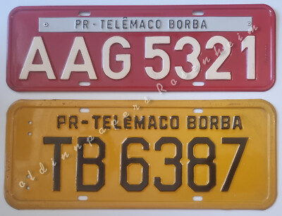 Brasilien 2 alte Kfz.-Kennzeichen Nummernschild PR - Telemaco Borba