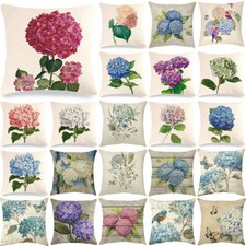 18x18 Inch Watercolor Hydrangea Flowers Cushion Case Botany Petals Pillow Cover