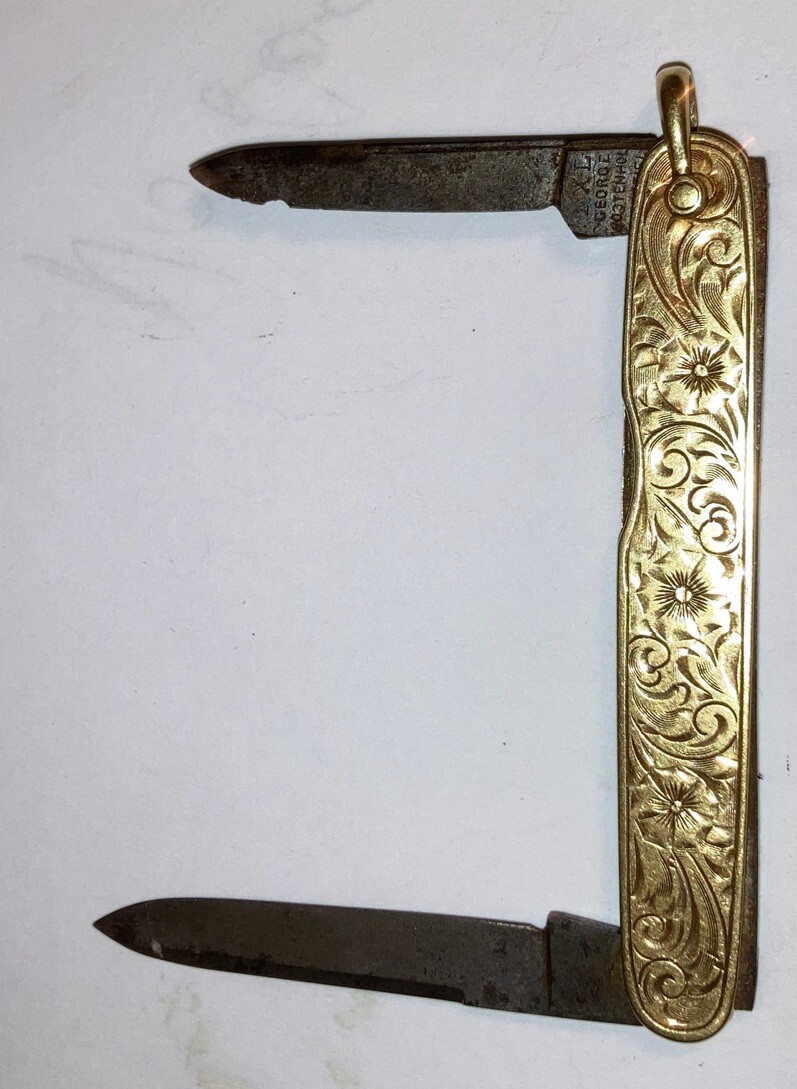 Antique George Wostenholm IXL 14k Gold 2 Blades Pocket Knife