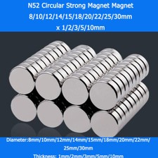 N52 Circular Strong Magnet Magnet 8/10/12/14/15/18/20/22/25/30mm x 1/2/3/5/10mm