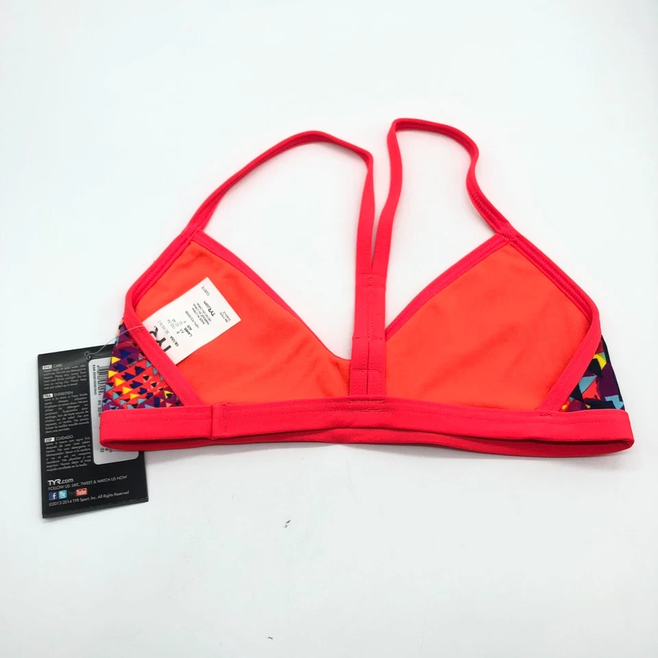 TYR тренировки бикини Machu Valley верхний с ремешками геометрический фиолетовый розовый XS 0/2 - Изображение 3 из 4