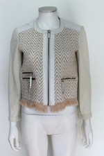 Pinko Cream Woven Leather Jacket Uk 10