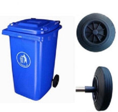 Nasenrad Mülltonne Rad 200mm Gummi schwarz Ersatzrad Tonne Einheitsmaß Container