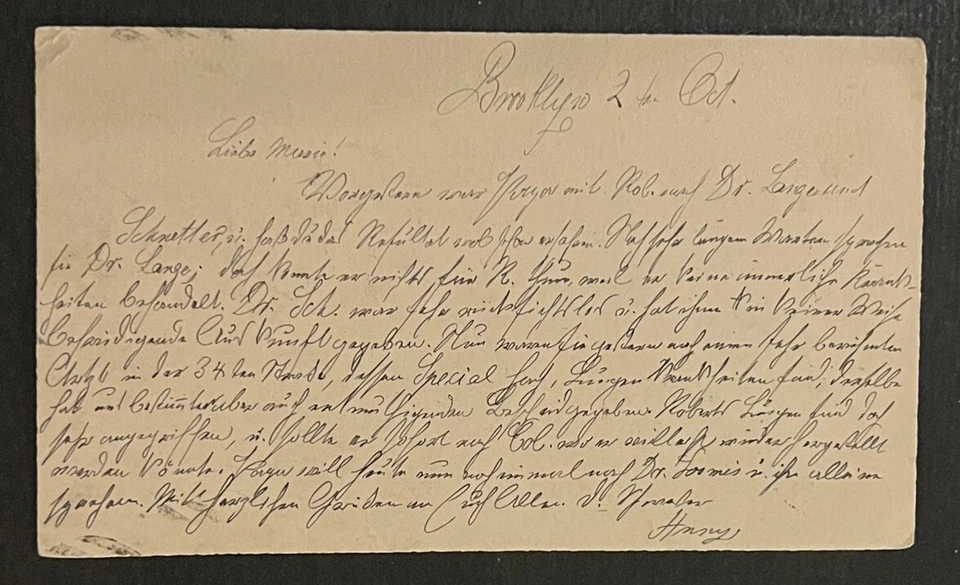 Travelstamps: 1884 US Postal Card 1 Cent - Brooklyn NY Cancel - Fancy Cancel - Image 2 of 4