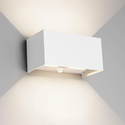 Damastoreitalia Applique LED cubo bianco 12W luce calda 3000K – IP65 da parete per esterno up and down con angolo luce regolabile 1000 lumen (12W - Bianco - Bianco caldo 3000k