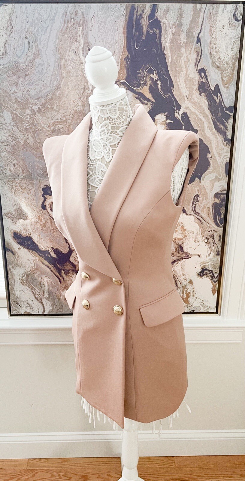 Balmain Double Breasted Gold Button Sleeveless Dr… - image 4