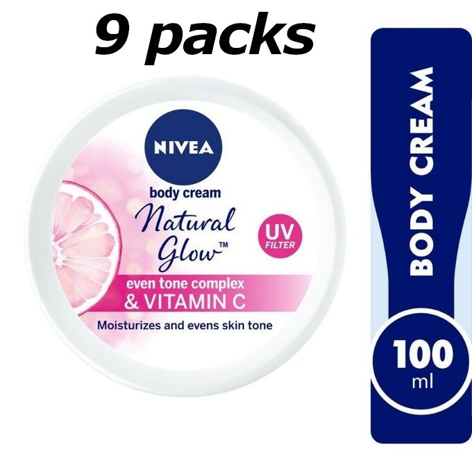 9 Packs Nivea Natural Glow Cream 100ml for Healthy Hydrated and Smooth Skin 