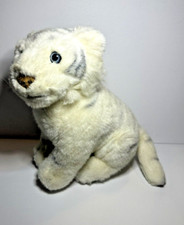 Realistic White Tiger Blue Eyes Stiff Plush Stuffed 10 inch