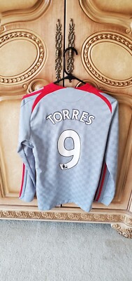 Adidas Liverpool 08/09 long sleeve away; Torres; Gray; Rare