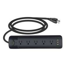Power Strip with 6 Ft,Surge Protector with 5 AC Outlets and 3 USB Ports Black 