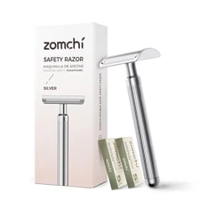 ZOMCHI Double Edge Safety Razor for Men & 1 Count (Pack of 1), Noble Silver 