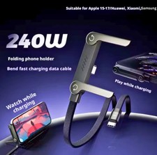 2-in-1 Invisible Holder Charger Cable  240W Fast Charging Cord with Phone Stand