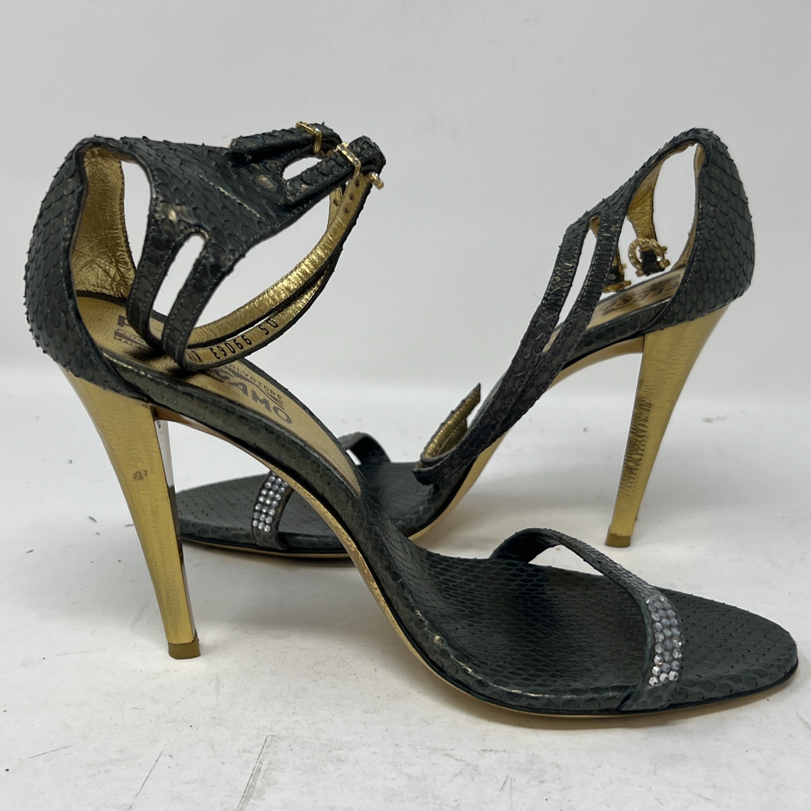 Salvatore Ferragamo Python Ankle Strap Sandals Si… - image 3