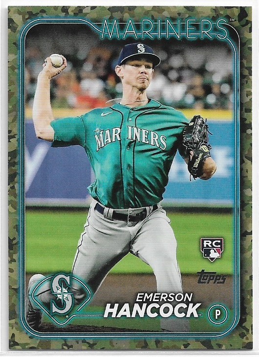 2024 Topps Emerson Hancock #39 Rookie Memorial Day Camo #'d /25 Mariners