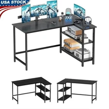 L Shaped Computer Desk W/ Shelf Gaming Corner Table Home Office Workstation New